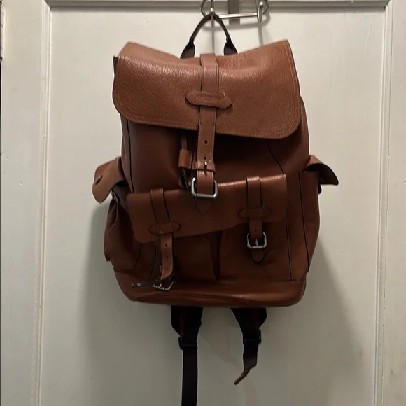 Coach Rich Brown Leather Backpack COACH® Outlet | Warner Backpack main image 4
